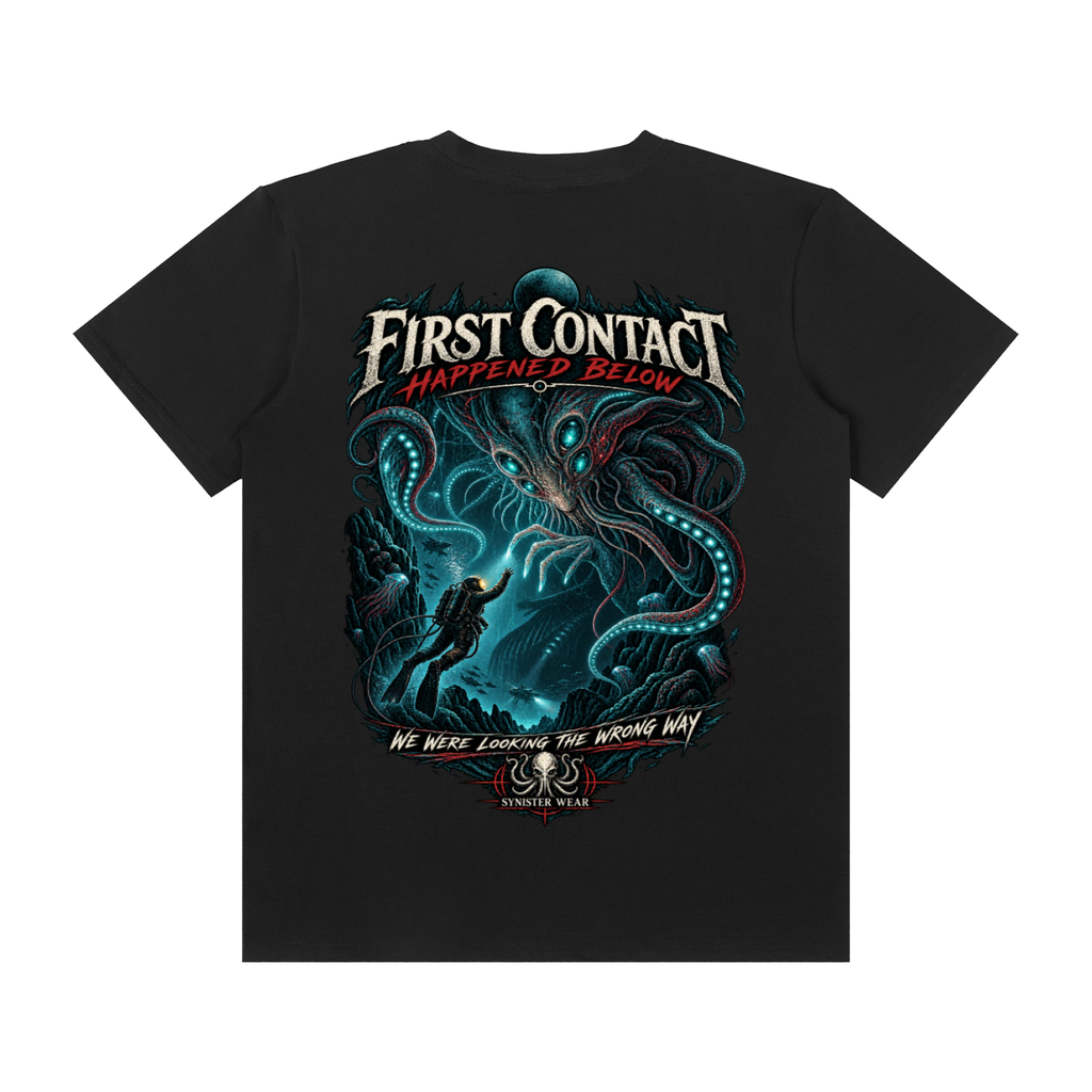 First contact happened below - we were looking the wrong way premium graphic tee