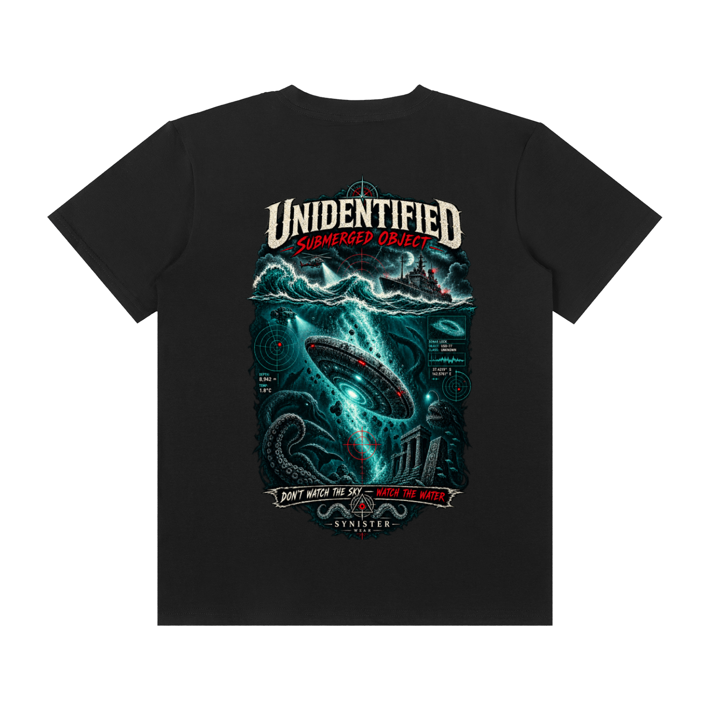 Unidentified Submerged Oblect - Watch the waters premoium graphic tee