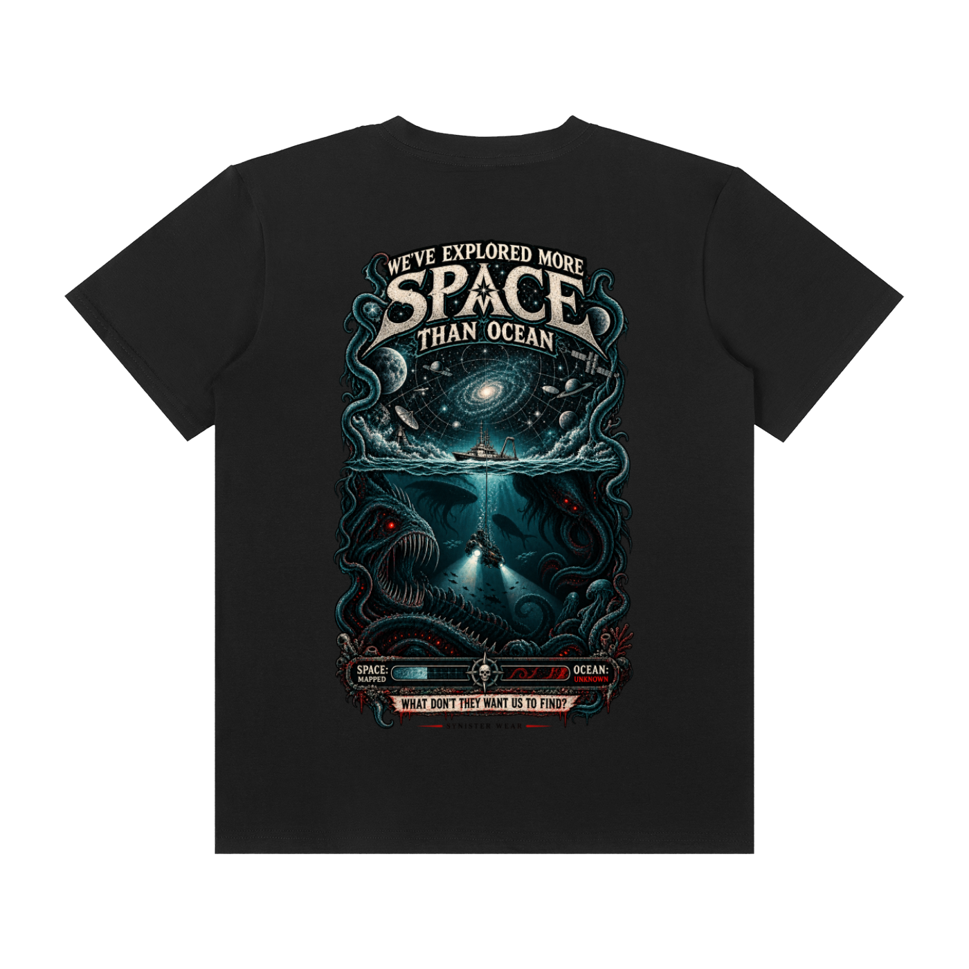 We've Explored more space than ocean - What dont they want us to find? premium graphic tee